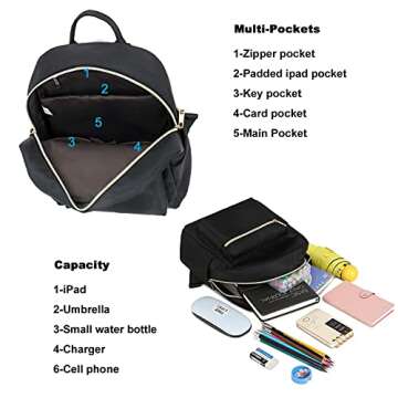 Mini Backpack Women Teens Girls Cute Small Backpack Purse Casual Travel School Bag (Black)