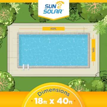 Sun2Solar Blue 18 ft x 40 ft Rectangle Solar Cover | 800 Series | Heat Retaining Blanket for Rectangular Inground & Above Ground Swimming Pools | Use Sun to Heat Pool | Bubble Heating Blankets