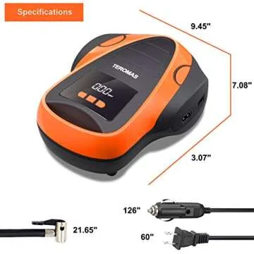 TEROMAS Tire Inflator Portable Air Compressor, Air Pump DC/AC for Car Tires 12V DC and Other Inflatables at Home 110V AC, Digital Electric Tire Pump with Pressure Gauge(Orange)