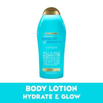 OGX Radiant Glow + Argan Oil of Morocco Extra Hydrating Body Lotion for Dry Skin, Nourishing Creamy ...