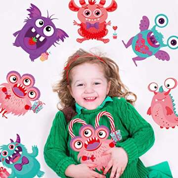 Zonon 24 Pack Valentines Day Cards Craft Kits for Kids, DIY Craft Ornament Valentine Class Game Activities Make Your Own Valentine Cards for Preschool Kindergarten Game