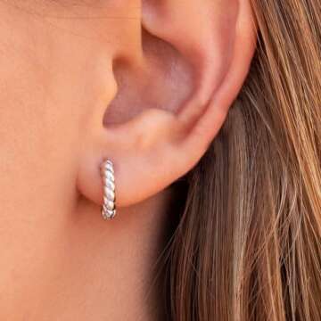 VIROMY Silver Hoop Earrings, 6 Styles, Lightweight Brass, Premium Silver Plated, Nickel Free, Hypoallergenic, Women's Jewelry Gifts