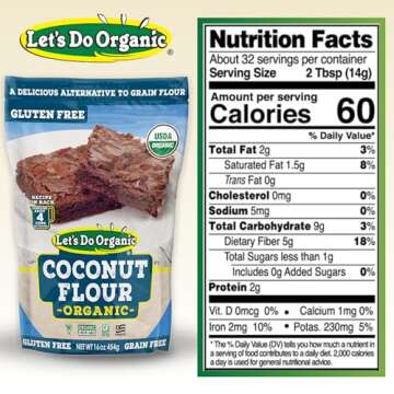 Let's Do Organic Coconut Flour â€“ For Baking, Wheat Flour Alternative, High in Fiber & Protein, Gluten Free, Non-GMO Project Verified, USDA Organic â€“ 16 Oz (Pack of 6)