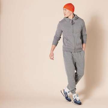 Amazon Essentials Men's Joggers Sweatpants, Fleece, Light Grey Heather, Large, Comfortable Fit