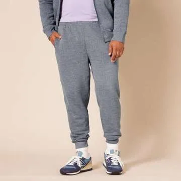 Amazon Essentials Men's Joggers Sweatpants, Fleece, Light Grey Heather, Large, Comfortable Fit