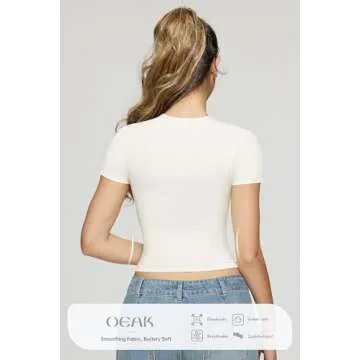 Soft Slim Fit OEAK Women Short Sleeve T-shirts in White