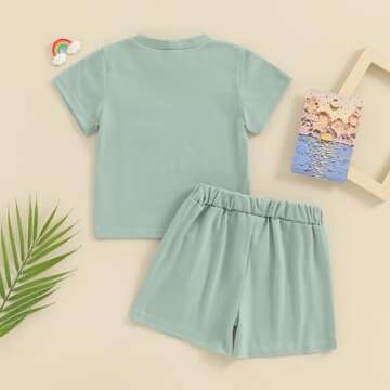 citgeett Toddler Baby Boy Girl Summer Outfits Cotton Short Sleeve Solid T-shirt Top Casual Shorts Neutral Spring Clothes (Light Green, 0-6 Months)