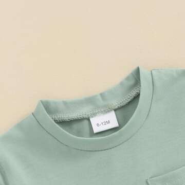 citgeett Toddler Baby Boy Girl Summer Outfits Cotton Short Sleeve Solid T-shirt Top Casual Shorts Neutral Spring Clothes (Light Green, 0-6 Months)