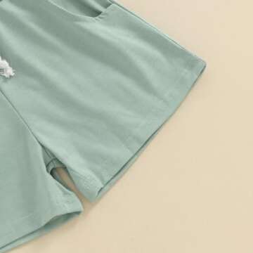 citgeett Toddler Baby Boy Girl Summer Outfits Cotton Short Sleeve Solid T-shirt Top Casual Shorts Neutral Spring Clothes (Light Green, 0-6 Months)