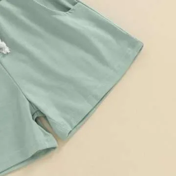 citgeett Toddler Baby Boy Girl Summer Outfits Cotton Short Sleeve Solid T-shirt Top Casual Shorts Neutral Spring Clothes (Light Green, 0-6 Months)