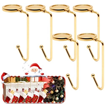365park Christmas Stocking Holders for Mantle Set of 6,Upgrade Non-Slip Fireplace Stocking Holder,Li...