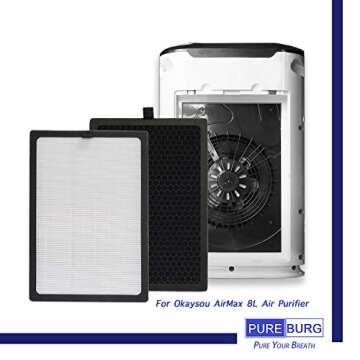 PUREBURG Replacement Filter Set for Okaysou AirMax 8L - H13 HEPA + Activated Carbon