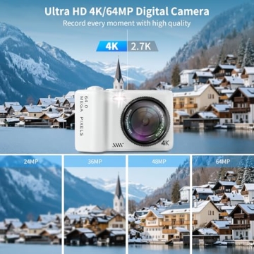 16X Zoom 4K Digital Camera for Photography and Video, Point and Shoot Digital Cameras with Flip Scre...