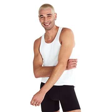Hanes Men's Originals Stretch Cotton Pack, Moisture-Wicking Tank Tops, Tagless, 3-Pack, White/Tan/Black, Small