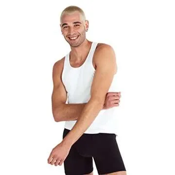 Hanes Men's Originals Stretch Cotton Pack, Moisture-Wicking Tank Tops, Tagless, 3-Pack, White/Tan/Black, Small