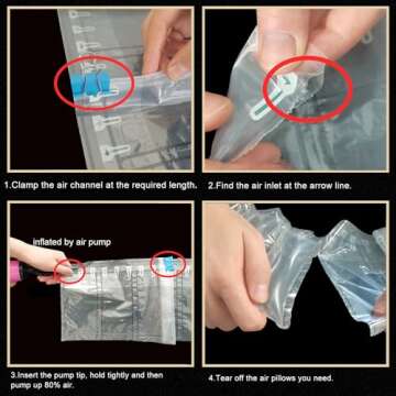 Hijelyn Air Pillows for Shipping with Pump Packaging Air Bags 400 Count Inflatable Shipping Supplies Box Filler Packing Materials Alternative to Packing Peanuts, Purse Stuffers for Shape 3.54" x 7.87"