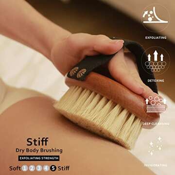 ICANdOIT Dry Brushing Body Brush-Stiff Sisal Bristles Dry Skin Brush,Exfoliating Massage Brush for C...