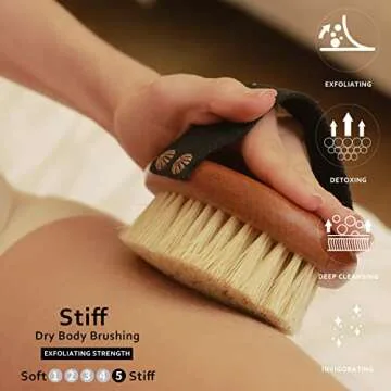 ICANdOIT Dry Brushing Body Brush-Stiff Sisal Bristles Dry Skin Brush,Exfoliating Massage Brush for C...