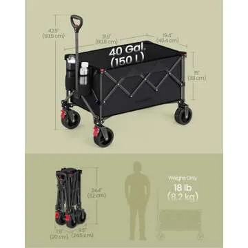 SONGMICS 40-Gallon Collapsible Wagon for Outdoor Use