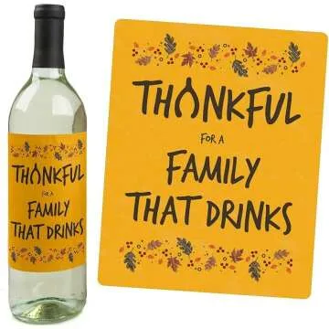 Funny Thanksgiving Wine Labels - Set of 4 Stickers