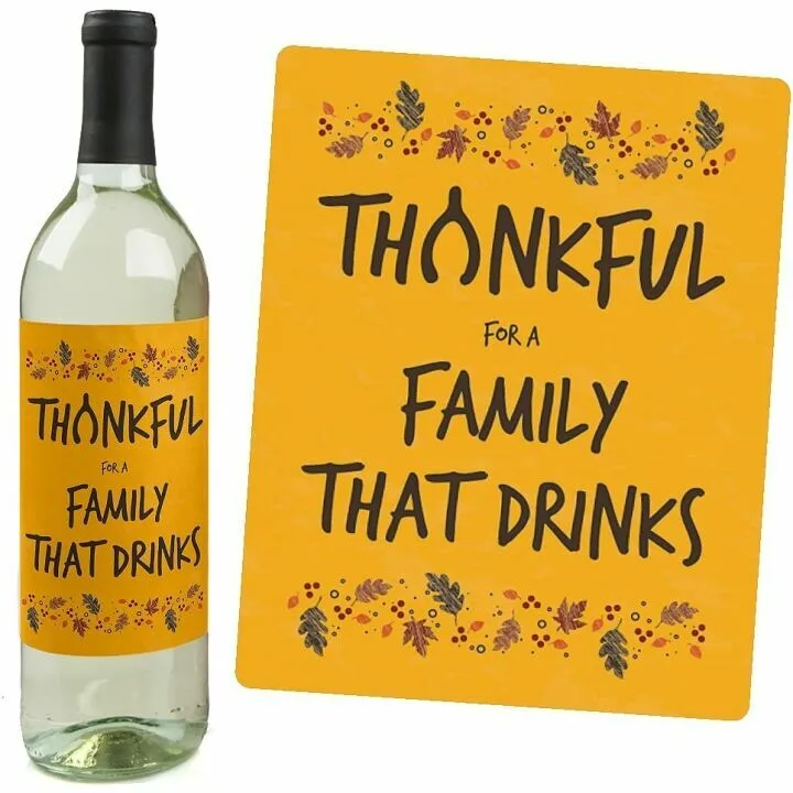 Funny Thanksgiving Wine Labels - Set of 4 Stickers