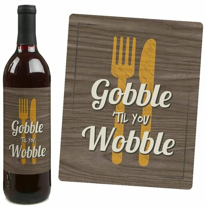 Funny Thanksgiving Wine Labels - Set of 4 Stickers