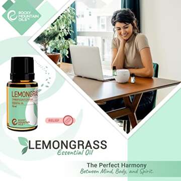 Rocky Mountain Oils Lemongrass Essential Oil - Essential Oils for Diffusers, Topical, and Home - 15ml