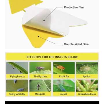 72 Pcs Classic Sticky Traps for Fungus Gnat (Plants), Flying Insect, Whitefly and Fly, Yellow Sticky Insect Catcher Traps for Indoor/Outdoor, Kitchen, and Plants, High-End Glue, Non-Toxic, 4 Shapes