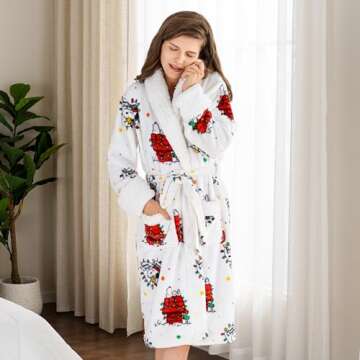 Berkshire Women's Warm Peanuts Robe with VelvetLoft Fabric