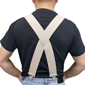 Melo Tough Heavy Duty Men's Suspenders 2 Inch Wide Khaki