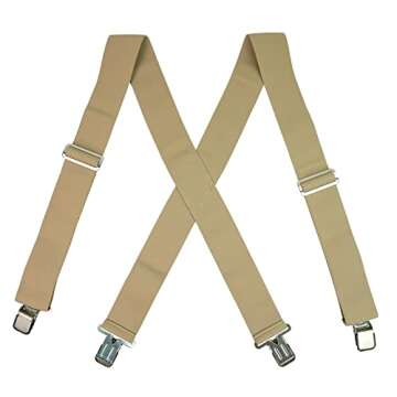 Melo Tough Heavy Duty Men's Suspenders 2 Inch Wide Khaki