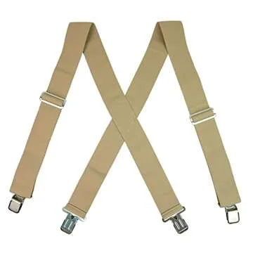 Melo Tough Heavy Duty Men's Suspenders 2 Inch Wide Khaki
