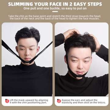 V-Line Lifting Mask - Double Chin Reducer and Face Shaper with High-Elastic Fit, Reusable Chin Strap and Depuffing Tape for Skin Tightening, Sagging Skin Relief and Slimming for Men and Women
