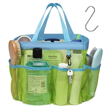 F-color Mesh Shower Caddy Portable, Upgrade Deeper 7 Pockets Shower Caddy Basket Bag Tote for Colleg...