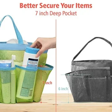 F-color Portable Shower Caddy with 7 Pockets for College Gym