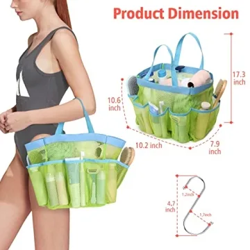 F-color Portable Shower Caddy with 7 Pockets for College Gym