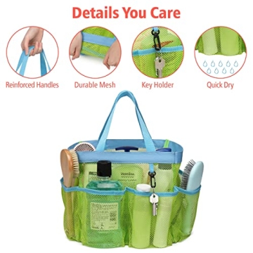 F-color Portable Shower Caddy with 7 Pockets for College Gym