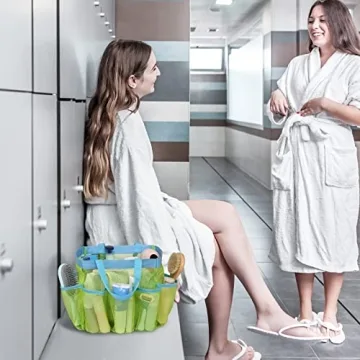 F-color Portable Shower Caddy with 7 Pockets for College Gym