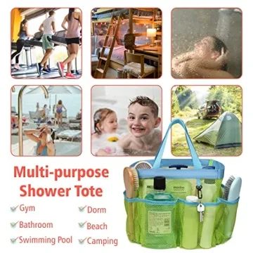 F-color Portable Shower Caddy with 7 Pockets for College Gym