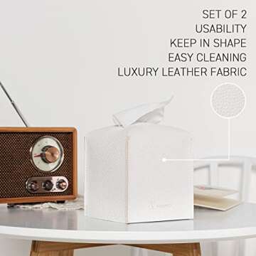 GOODSDECO Tissue Box Cover Holder - PU Leather Tissue Box Holder, Facial Tissue Holder Storage, Cube Box Cover, Modern Tissue Box Holder for Home Office Bathroom Vanity