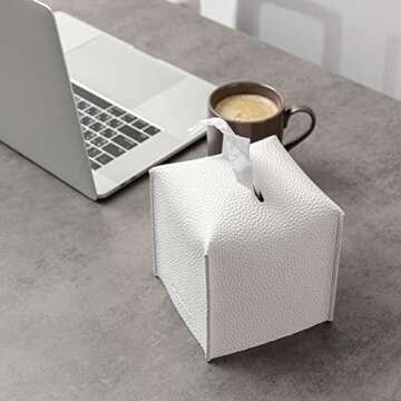 GOODSDECO Tissue Box Cover Holder - PU Leather Tissue Box Holder, Facial Tissue Holder Storage, Cube Box Cover, Modern Tissue Box Holder for Home Office Bathroom Vanity