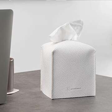 GOODSDECO Tissue Box Cover Holder - PU Leather Tissue Box Holder, Facial Tissue Holder Storage, Cube Box Cover, Modern Tissue Box Holder for Home Office Bathroom Vanity