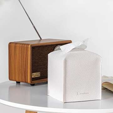 GOODSDECO Tissue Box Cover Holder - PU Leather Tissue Box Holder, Facial Tissue Holder Storage, Cube Box Cover, Modern Tissue Box Holder for Home Office Bathroom Vanity