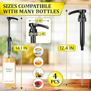 Coffee Syrup Dispenser Black Pump - 4Pcs Hand Soap Pump Replacement Pump Milk Bottle Pump Cherry Syrup Dispenser Pump Juice Bottle Kitchen Sink Soap Dispenser Pump - Coffee Pumps for Syrup Pump Bottle