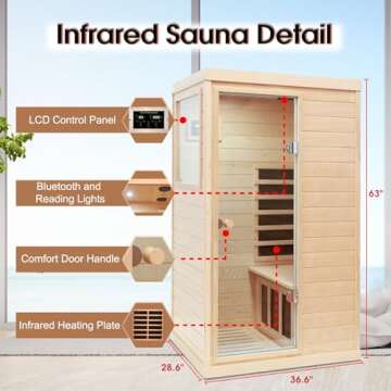 LTCCDSS Infrared Sauna, 1 Person Far Infrared Sauna for Home, with 1050W Indoor Sauna, Low EMF Heate...