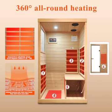 LTCCDSS Infrared Sauna, 1 Person Far Infrared Sauna for Home, with 1050W Indoor Sauna, Low EMF Heaters, 2 Bluetooth Speakers, 1 LED Reading Lamp Hemlock Wood Sauna Room Left Door