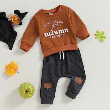 Amnnchya Toddler Baby Boy Fall Clothes Autumn Long Sleeve Fresh Pumpkin Sweatshirt Pants Set Infant ...