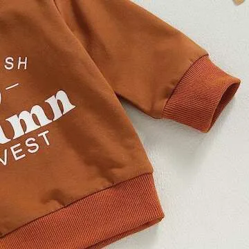 Amnnchya Toddler Baby Boy Fall Clothes Autumn Long Sleeve Fresh Pumpkin Sweatshirt Pants Set Infant Halloween Outfit (Autumn Harvest,18-24 Months)