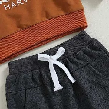 Amnnchya Toddler Baby Boy Fall Clothes Autumn Long Sleeve Fresh Pumpkin Sweatshirt Pants Set Infant Halloween Outfit (Autumn Harvest,18-24 Months)