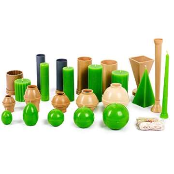 Candle Shop 12 Candle Molds Set - 120 ft. of Wick Included as a Gift - Plastic Candle Molds for Candle Making - Candle Molds Set